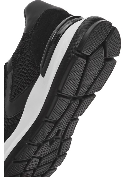 Erkek Siyah Bağcıklı Deri Sneaker 25SFD756214