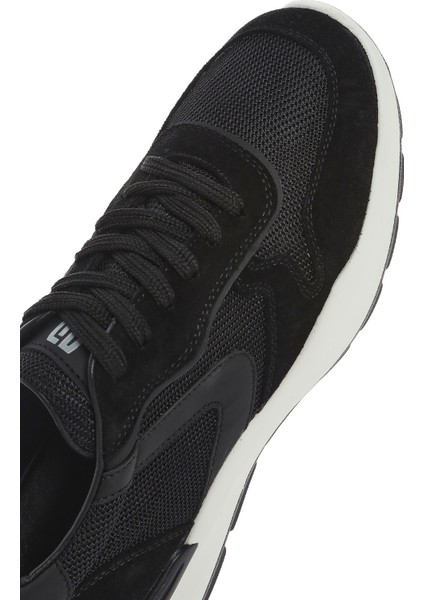Erkek Siyah Bağcıklı Deri Sneaker 25SFD756214
