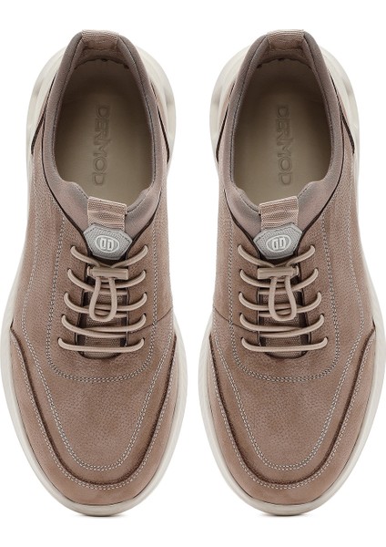 Erkek Vizon Bağcıklı Nubuk Deri Sneaker 25SFD6760V3