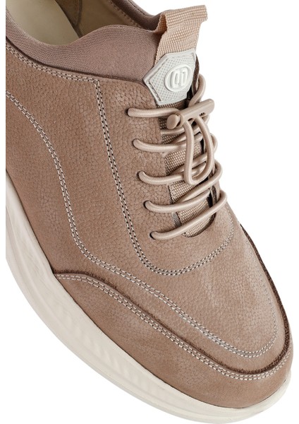 Erkek Vizon Bağcıklı Nubuk Deri Sneaker 25SFD6760V3