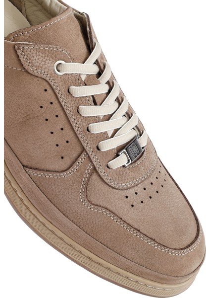 Erkek Vizon Bağcıklı Nubuk Deri Sneaker 25SFD6761V3