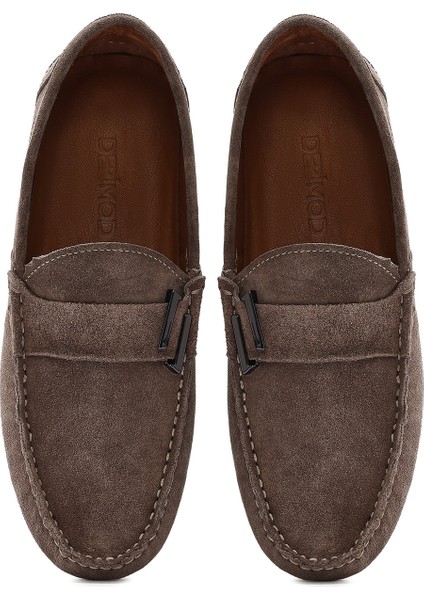 Erkek Vizon Süet Deri Loafer 25SFD654510