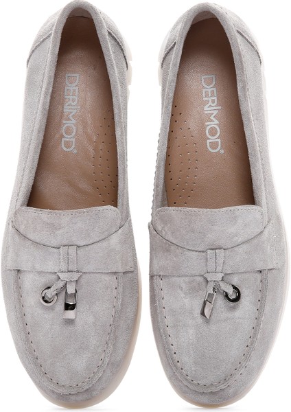 Kadın Vizon Tokalı Süet Deri Comfort Loafer 25SFD151910