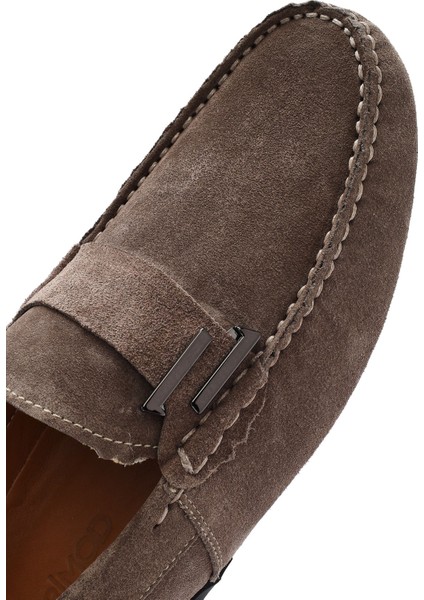 Erkek Vizon Süet Deri Loafer 25SFD654510