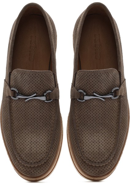 Erkek Vizon Süet Deri Casual Loafer 25SFD722210
