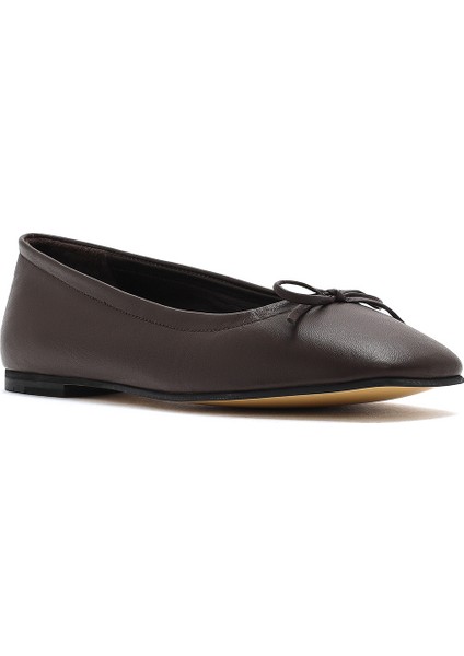 Flex Kadın Kahverengi Fiyonklu Deri Babet 25SFD380018