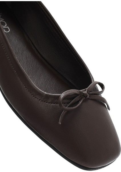 Flex Kadın Kahverengi Fiyonklu Deri Babet 25SFD380018