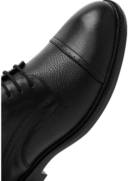 Erkek Siyah Bağcıklı Deri Klasik Ayakkabı 25SFD676214