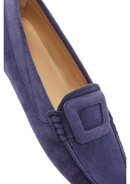 Kadın Lacivert Süet Deri Loafer 25SFD291010