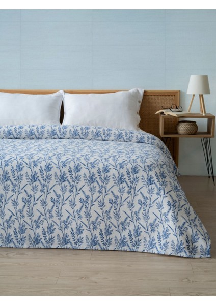 Yazlık Pamuklu Çift Kişilik Baskılı Pike Yatak Örtüsü 200X240 cm Mavi fiyatları