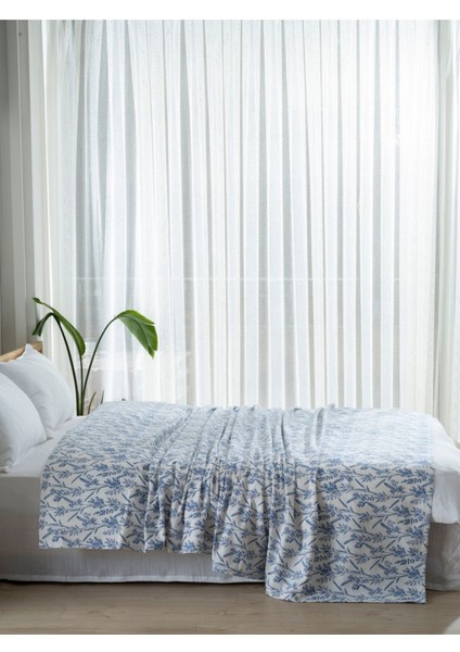 Yazlık Pamuklu Çift Kişilik Baskılı Pike Yatak Örtüsü 200X240 cm Mavi fırsatları