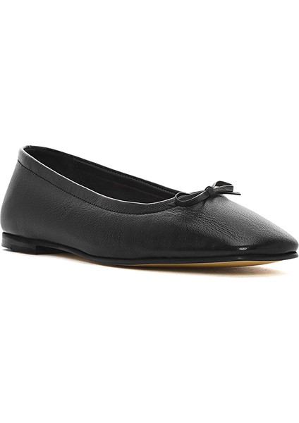 Flex Kadın Siyah Fiyonklu Deri Babet 25SFD380018