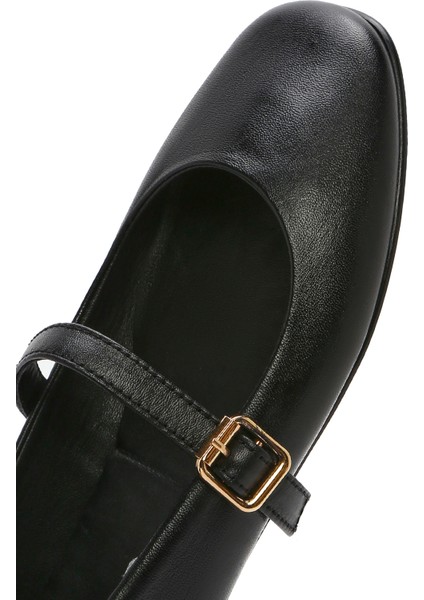 Kadın Siyah Bantlı Deri Babet 25SFD420118