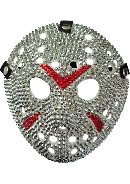 Elmas Kesim Yapıştırma Taşlı Jason Hockey Hokey Halloween Maskesi Gümüş Renk modelleri