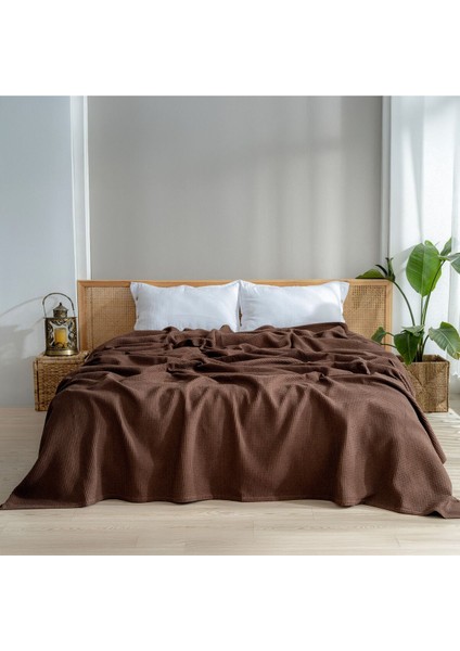 Kahverengi Çift Kişilik Hafif ve Havadar Waffle Pike, %100 Pamuk, Yüksek Kalite modelleri