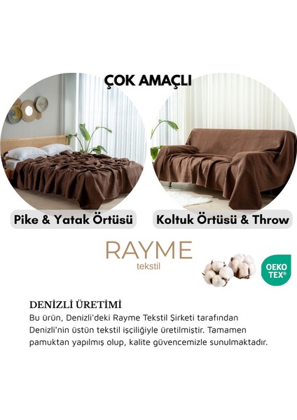 Kahverengi Çift Kişilik Hafif ve Havadar Waffle Pike, %100 Pamuk, Yüksek Kalite