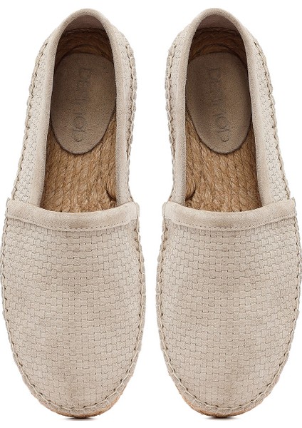 Erkek Bej Süet Deri Espadril 25SFD770214