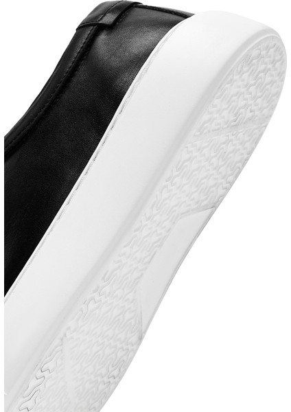 Erkek Siyah Bağcıklı Kalın Tabanlı Deri Sneaker 25SFD700118