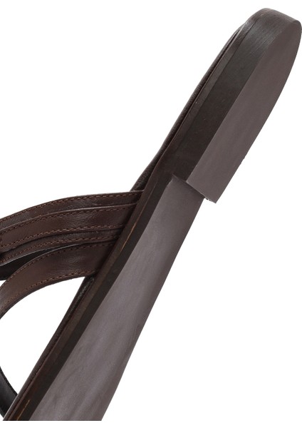 Kadın Kahverengi Taşlı Parmak Arası Deri Terlik 25SFD160618