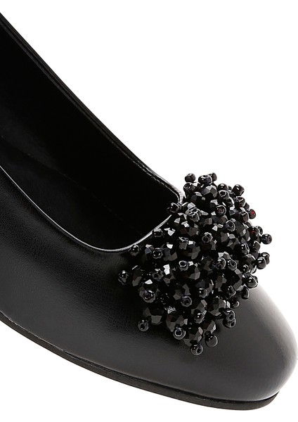 Kadın Siyah Taşlı Babet 25SFE400218