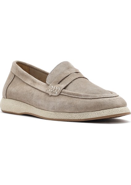 Kadın Bej Süet Deri Loafer 25SFD131810