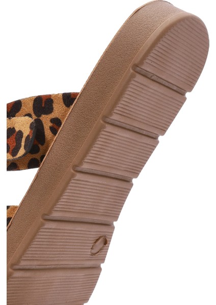 Kadın Leopar Desenli Parmak Arası Süet Terlik 25SFE460110