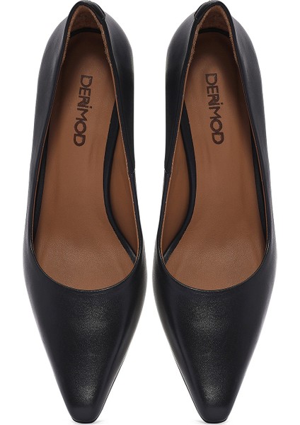 Kadın Siyah Ince Topuklu Deri Stiletto 25SFD132418