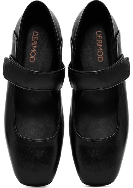 Kadın Siyah Klasik Deri Babet 25SFD140618