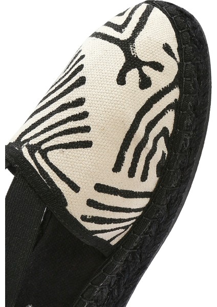 Kastamonu Taş Baskı Kadın Siyah Desenli Espadril 25SFD20816F