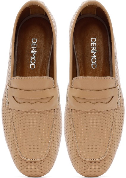 Kadın Bej Deri Loafer 25SFD411118