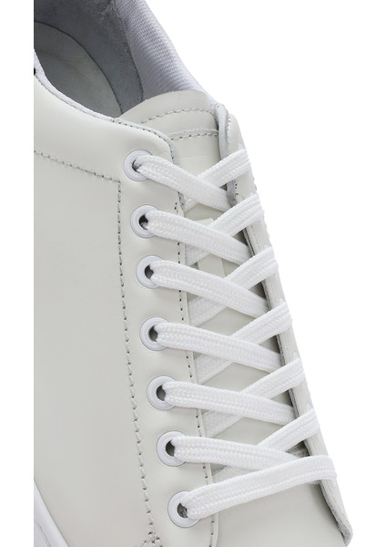 Erkek Beyaz Bağcıklı Deri Sneaker 25SFD650618