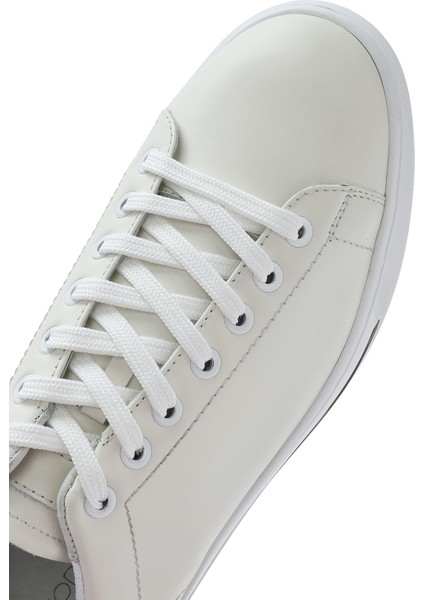 Erkek Beyaz Bağcıklı Deri Sneaker 25SFD650618
