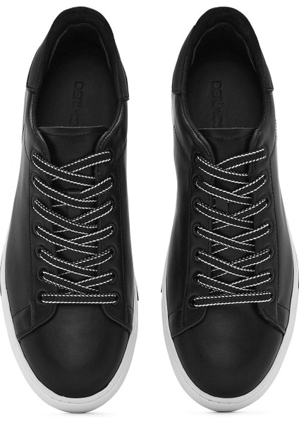 Erkek Siyah Bağcıklı Deri Sneaker 25SFD650618