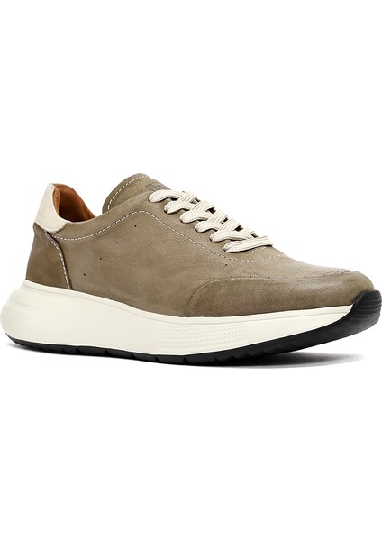 Erkek Yeşil Bağcıklı Kalın Tabanlı Nubuk Deri Sneaker 25SFD6505V3