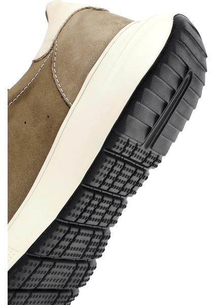 Erkek Yeşil Bağcıklı Kalın Tabanlı Nubuk Deri Sneaker 25SFD6505V3