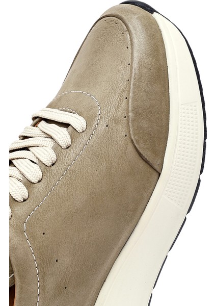 Erkek Yeşil Bağcıklı Kalın Tabanlı Nubuk Deri Sneaker 25SFD6505V3