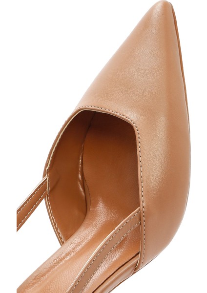 Kadın Pembe Arkası Açık Topuklu Deri Ayakkabı 25SFD160218