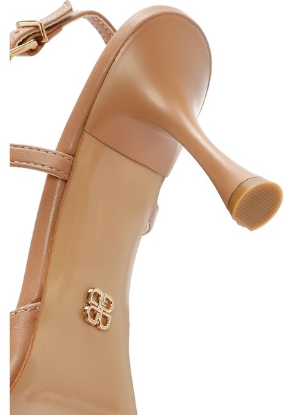 Kadın Pembe Arkası Açık Topuklu Deri Ayakkabı 25SFD160218