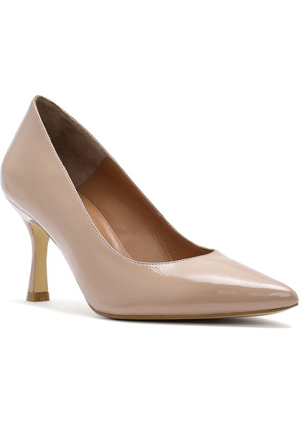 Kadın Bej İnce Topuklu Rugan Deri Stiletto 25SFD162116