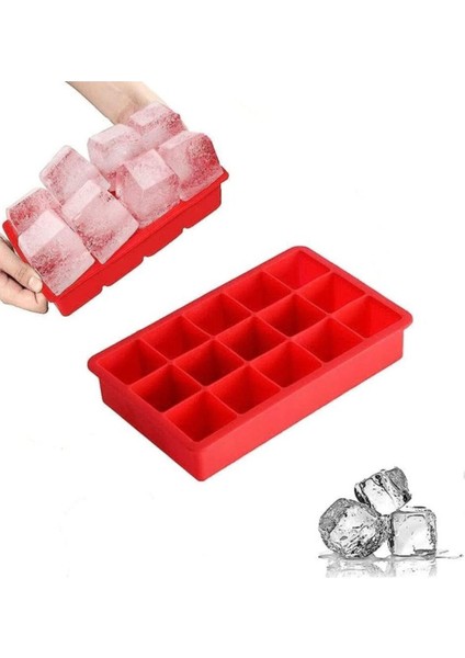 Kırmızı Silikon Buz Kalıbı, 15 Bölmeli 19X22CM Buzluk Için Mükemmel Seçim fiyatları