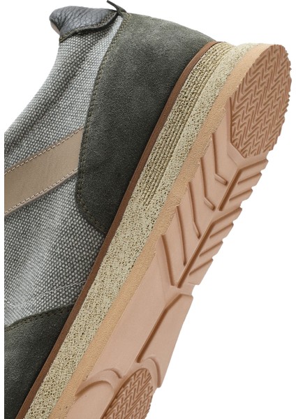 Erkek Haki Bağcıklı Deri Casual Sneaker 25SFD795114