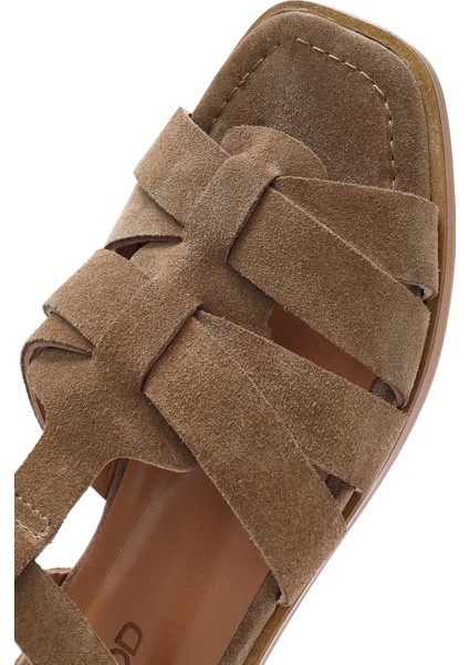 Kadın Vizon Bilekten Bantlı Süet Deri Sandalet 25SFD160810