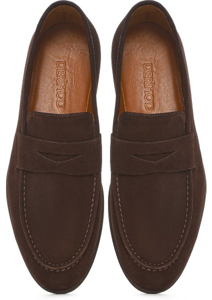 Erkek Kahverengi Süet Deri Loafer 25SFD790210