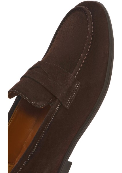 Erkek Kahverengi Süet Deri Loafer 25SFD790210