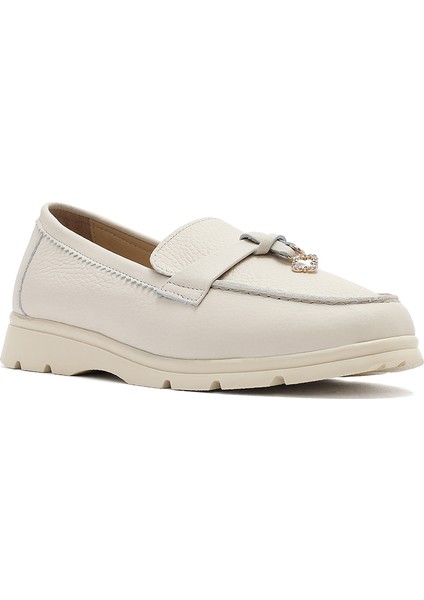 Kadın Bej Deri Comfort Loafer 25SFD1536FT