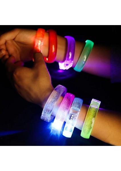 Baskı Yapılabilen Işıklı Pilli LED Bileklik 8 Farklı Renk 8 Adet 1,5 cm Genişlik Retro modelleri