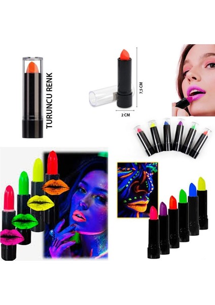 Karanlıkta Parlayan Neon Glow Ruj Uv Floresan Işık Duyarlı Ruj Turuncu Renk Retro
