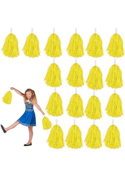 10 Çift( 20 Adet )Mat Sarı Renkli 23 Nisan Gösteri Ponponu