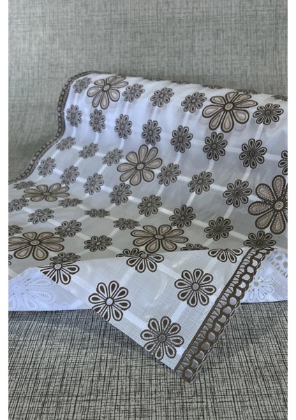 Şeffaf Kaplama Dantel Raf Örtüsü, Yuvarlak Çiçek Detaylı, Deliksiz Altlı Tasarım