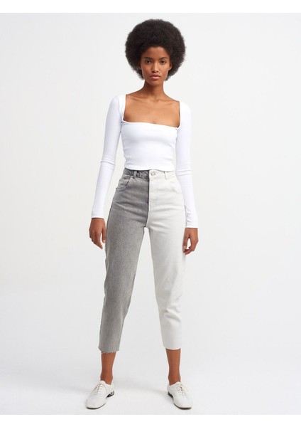 3700 Fitilli Uzun Kollu Top-Beyaz